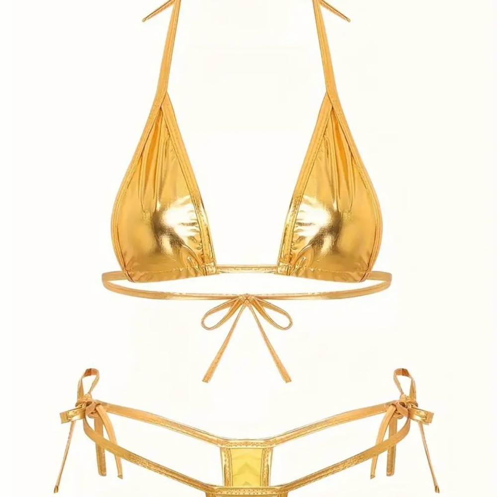 Gold Metallic Bikini Set